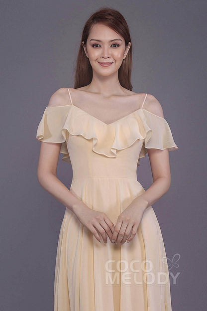 Sheath-Column Floor Length Chiffon Bridesmaid Dress PR3570PS