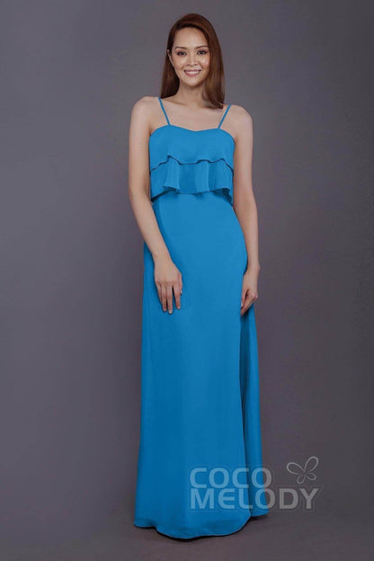 Sheath-Column Floor Length Chiffon Bridesmaid Dress PR3575