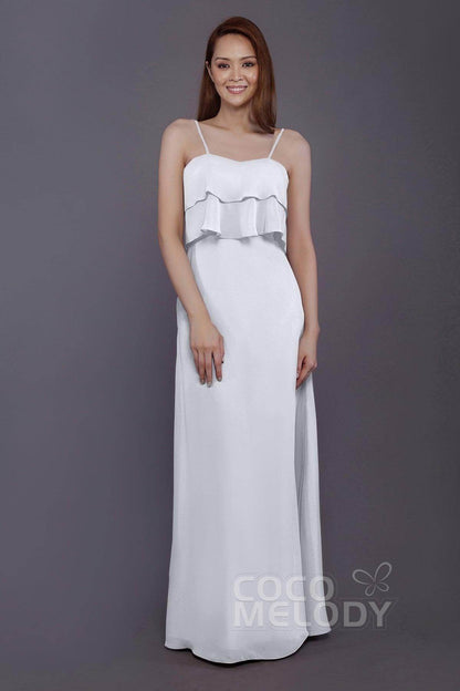 Sheath-Column Floor Length Chiffon Bridesmaid Dress PR3575