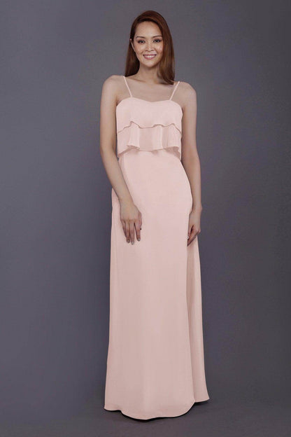 Sheath-Column Floor Length Chiffon Bridesmaid Dress PR3575