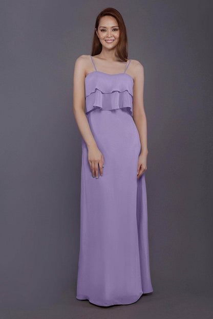 Sheath-Column Floor Length Chiffon Bridesmaid Dress PR3575