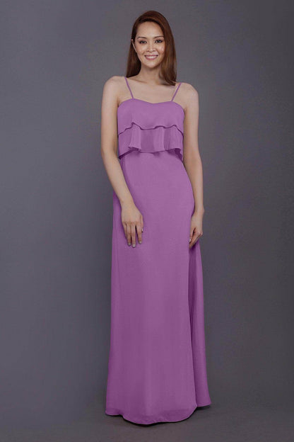 Sheath-Column Floor Length Chiffon Bridesmaid Dress PR3575