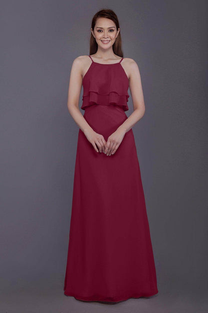 Sheath-Column Floor Length Chiffon Bridesmaid Dress PR3577