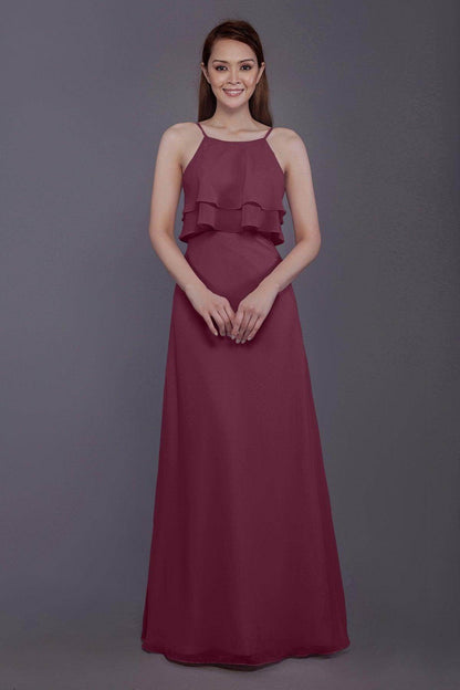 Sheath-Column Floor Length Chiffon Bridesmaid Dress PR3577