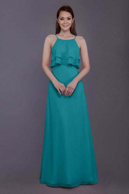 Sheath-Column Floor Length Chiffon Bridesmaid Dress PR3577