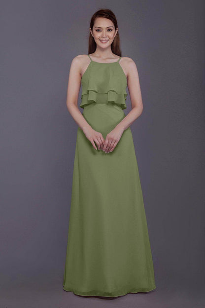 Sheath-Column Floor Length Chiffon Bridesmaid Dress PR3577