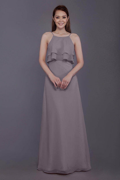 Sheath-Column Floor Length Chiffon Bridesmaid Dress PR3577