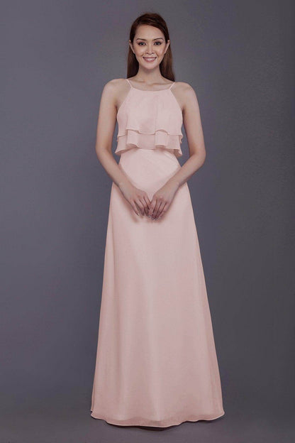 Sheath-Column Floor Length Chiffon Bridesmaid Dress PR3577