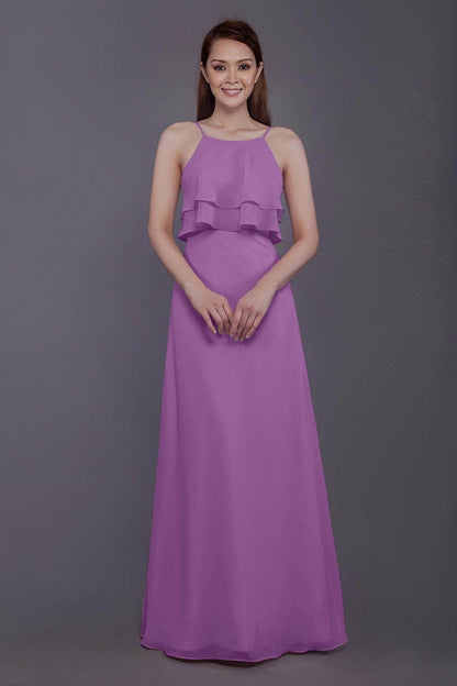 Sheath-Column Floor Length Chiffon Bridesmaid Dress PR3577