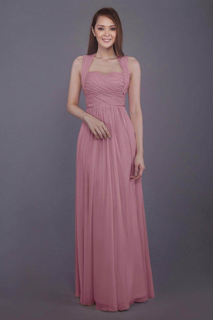 Sheath-Column Floor Length Chiffon Bridesmaid Dress PR3585