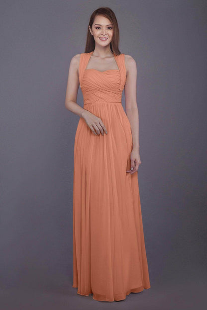 Sheath-Column Floor Length Chiffon Bridesmaid Dress PR3585