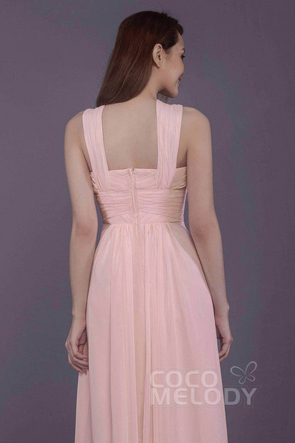 Sheath-Column Floor Length Chiffon Bridesmaid Dress PR3585