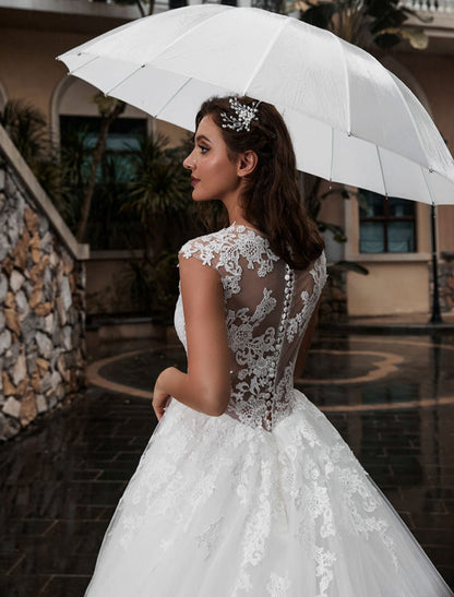 Lace Aline Wedding Dress Sleeveless Tulle Satin Applique Wedding Gown