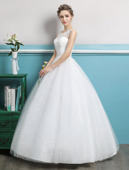 Tulle Princess Ball Gown Wedding Dresses Backless Ivory Beading Bridal Dress