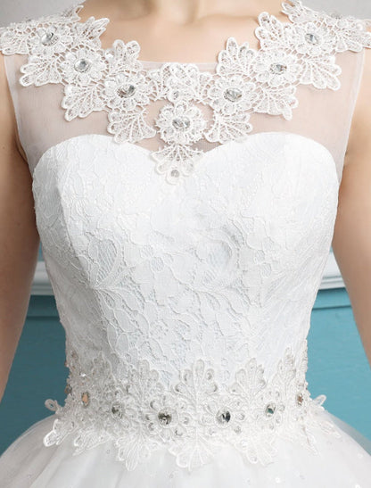 Tulle Princess Ball Gown Wedding Dresses Backless Ivory Beading Bridal Dress