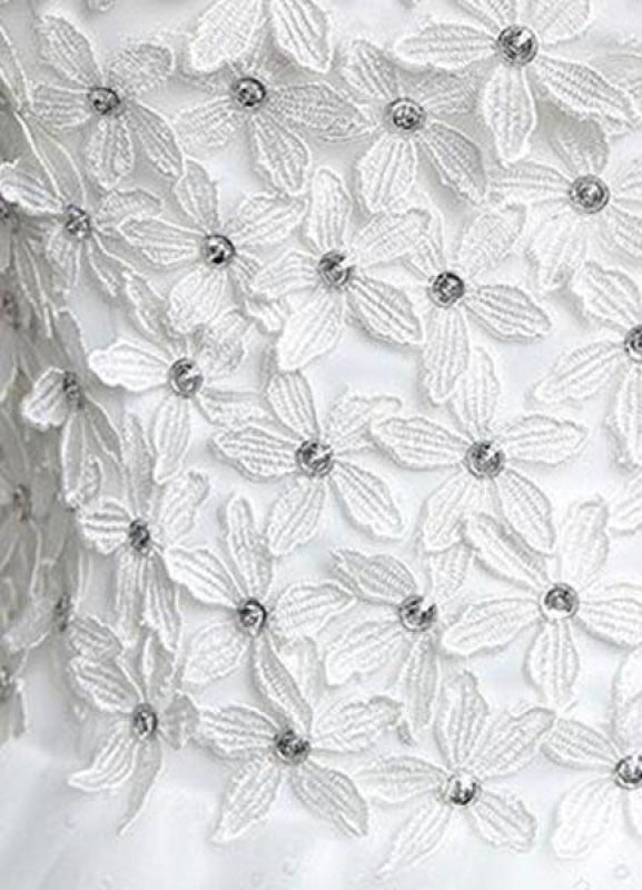 Princess Wedding Dress Ivory Sweetheart Illusion Cut Out Floor Length Bridal Dress With Rhinestone Flowers