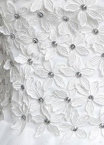 Princess Wedding Dress Ivory Sweetheart Illusion Cut Out Floor Length Bridal Dress With Rhinestone Flowers