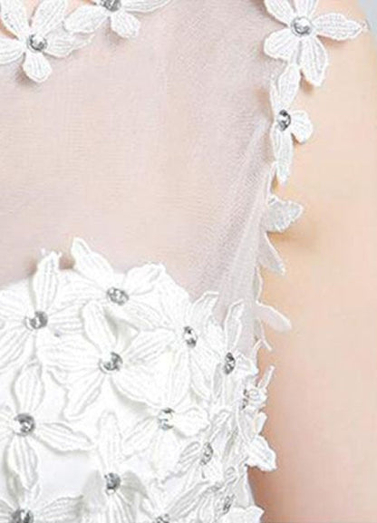 Princess Wedding Dress Ivory Sweetheart Illusion Cut Out Floor Length Bridal Dress With Rhinestone Flowers