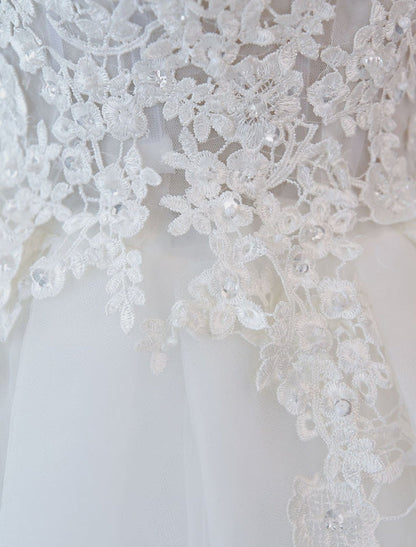 Princess Wedding Dresses Ball Gowns Lace V Neck Sleeveless Floor Length Bridal Gowns