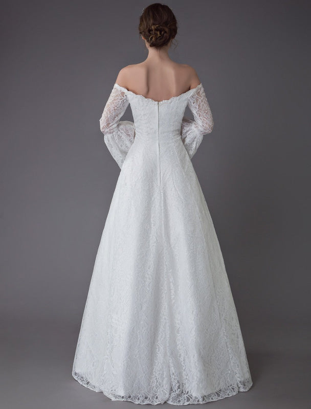 Princess Wedding Dresses Lace Off The Shoulder Long Sleeve A Line Floor Length Bridal Gown Exclusive