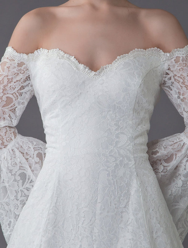 Princess Wedding Dresses Lace Off The Shoulder Long Sleeve A Line Floor Length Bridal Gown Exclusive