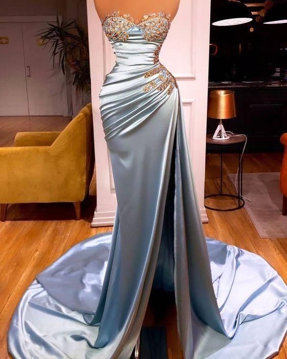 Blue long prom dress, formal party dress C1809
