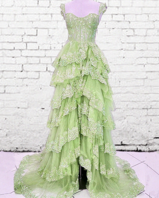 Lace Off Shoulder Corset Layered Dress