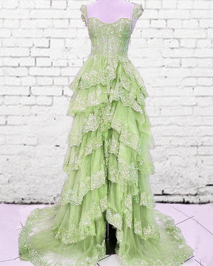 Lace Off Shoulder Corset Layered Dress