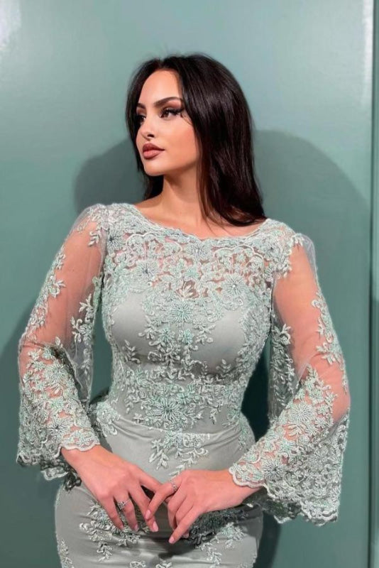 Pufffy Sleeves Lace Appliques Ankle Length Special Occasion Dress