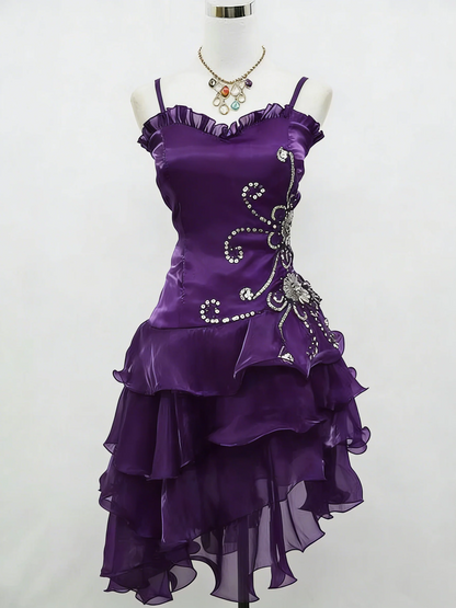 A Line Black Ruffle Short Prom Dress Homecoming Dresses