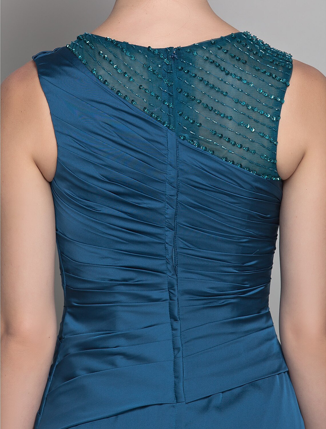 Aimishang Sheath / Column Mother of the Bride Dress Vintage Inspired Jewel Neck Floor Length Satin Chiffon Sleeveless with Beading