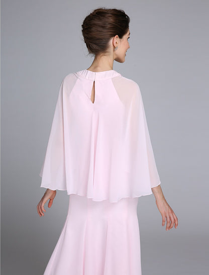 Aimishang  Mermaid / Trumpet Mother of the Bride Dress Elegant Jewel Neck Ankle Length Chiffon Long Sleeve No with Beading