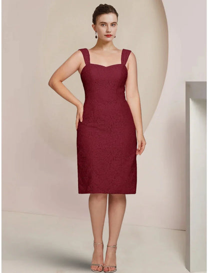 A-Line Mother of the Bride Dress Wedding Guest Elegant Petite Square Neck Knee Length Chiffon Long Sleeve with Ruching Solid Color