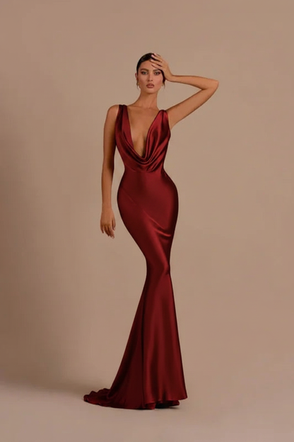 Elegant Champagne Mermaid Prom Dress Long Slimming with Ruffles