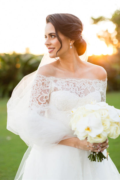 Lace 3/4 Sleeved Bridal Dress