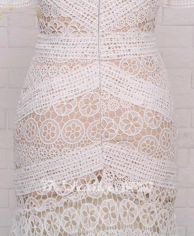 Ivory Lace Beach Wedding Dresses Sweetheart Boho Wedding Dresses