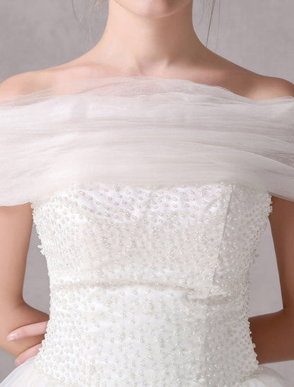 Short Ivory strapless A-Line Beading Wedding Dress For Bride