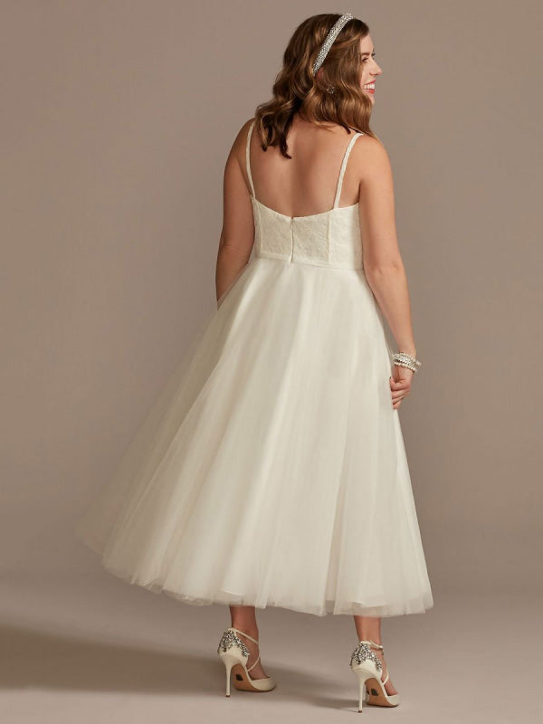 Short Wedding Dress White Sleeveless Tea-Length Sweetheart Sleeveless A-Line Tulle Bridal Dresses