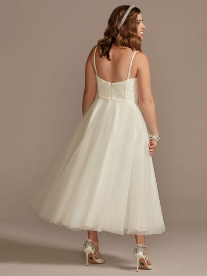 Short Wedding Dress White Sleeveless Tea-Length Sweetheart Sleeveless A-Line Tulle Bridal Dresses