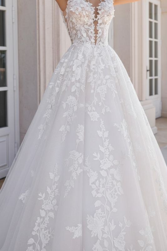 Simple Lace A-Line Wedding Dresses Sweetheart Tulle Appliques Bridal Dress with Cape