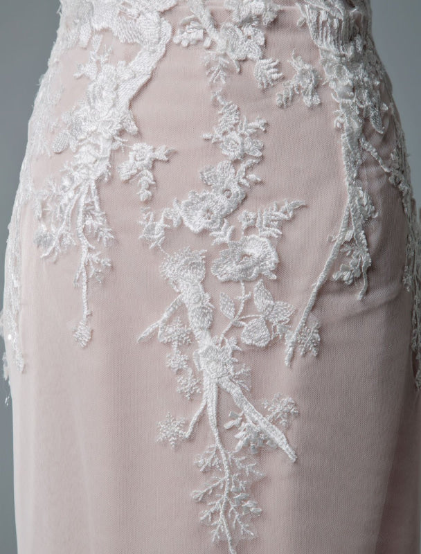 Simple Mermaid Wedding Dress Short Sleeves Lace Bridal Gowns With Train