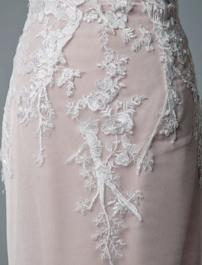 Simple Mermaid Wedding Dress Short Sleeves Lace Bridal Gowns With Train