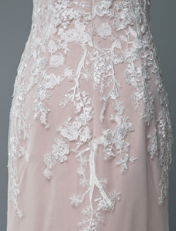 Simple Mermaid Wedding Dress Short Sleeves Lace Bridal Gowns With Train