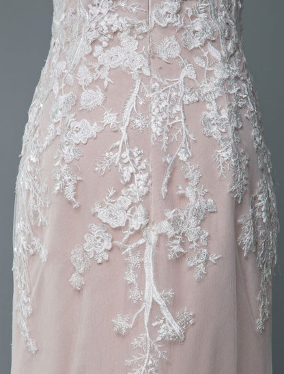 Simple Mermaid Wedding Dress Short Sleeves Lace Bridal Gowns With Train