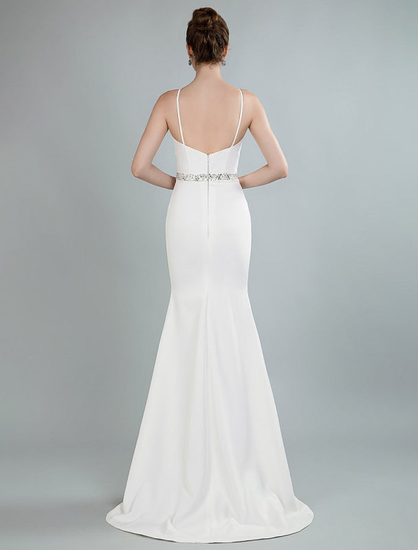 Simple Wedding Dress Sheath Sweetheart Long Sleeves Beaded Bridal Dresses