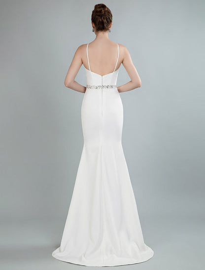 Simple Wedding Dress Sheath Sweetheart Long Sleeves Beaded Bridal Dresses