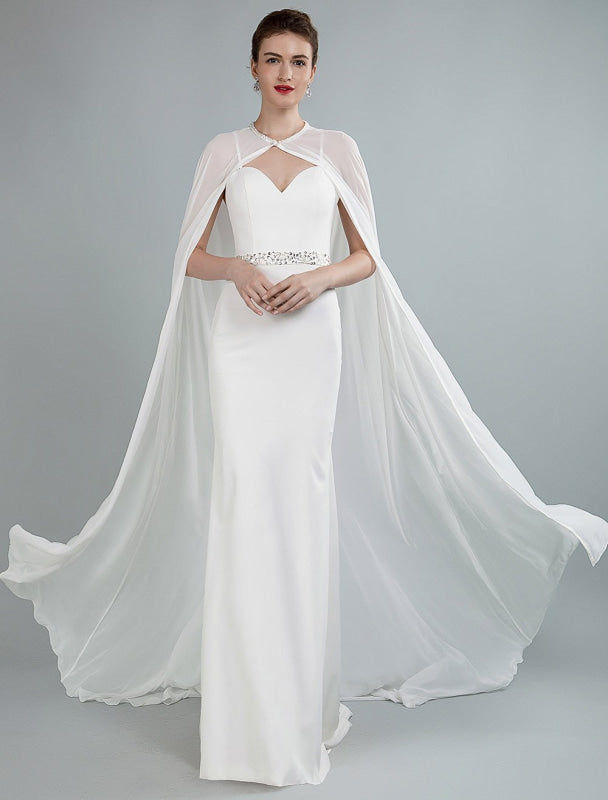 Simple Wedding Dress Sheath Sweetheart Long Sleeves Beaded Bridal Dresses