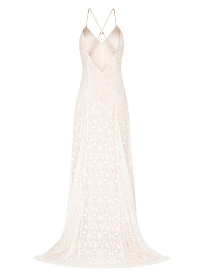 Simple Wedding Dress V Neck Straps Sleeveless Floor Length Boho Bridal Gown