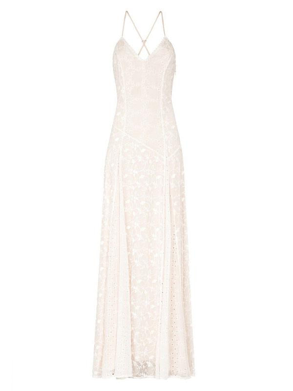 Simple Wedding Dress V Neck Straps Sleeveless Floor Length Boho Bridal Gown