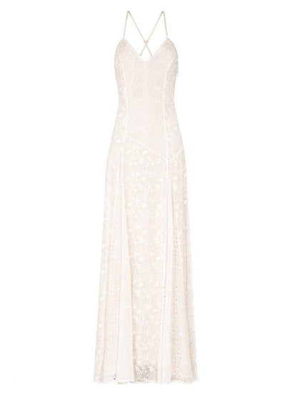 Simple Wedding Dress V Neck Straps Sleeveless Floor Length Boho Bridal Gown